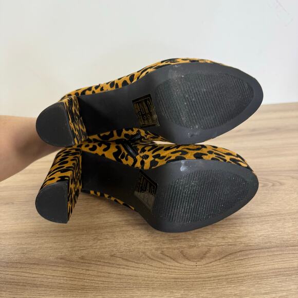 Unbranded Womens Leopard Print Platform Chunky Booties Size 9 Animal Print Club - Picture 7 of 10